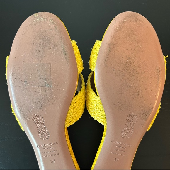 Aquazzura Yellow Rope Raffia Slides - Picture 10 of 10